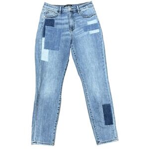 Judy Blue Womens 9 29 Patchwork Boyfriend Jeans Distressed Stretch Denim Blue